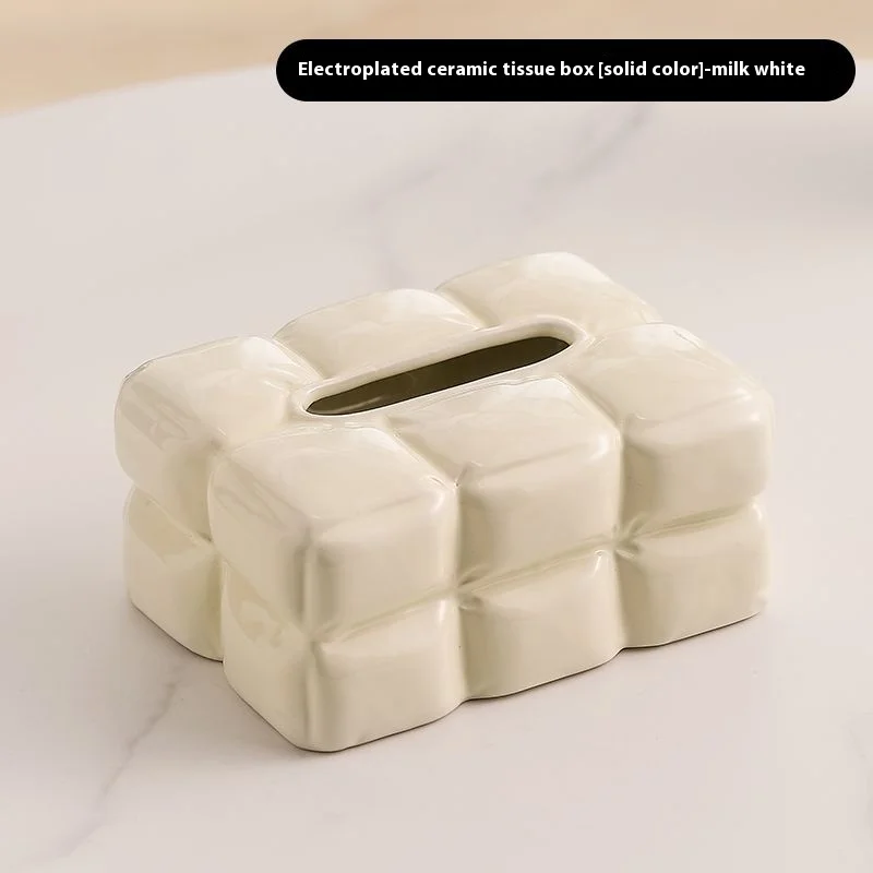 Luxury Chocolate Tissue Box Cover Ceramics Tissue Box High-grade Home Creative Napkins Tissue Holder Livingroom Table Decoration view 5