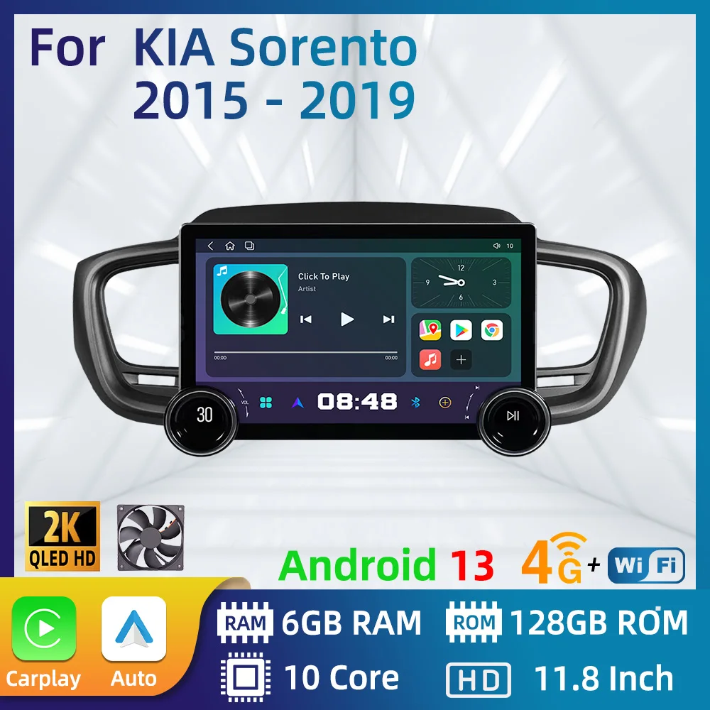 

2 Din Android Car Radio 11.8" for KIA Sorento 2015 - 2019 Navigation Stereo Multimedia Player Autoradio Carplay 4G WiFi Player