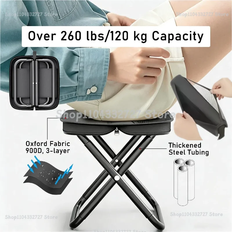 Portable Folding Stool Lightweight Camping Chair Foldable Seat for Fishing Hiking Travel Outdoor Indoor Use Hiking Beach Travel
