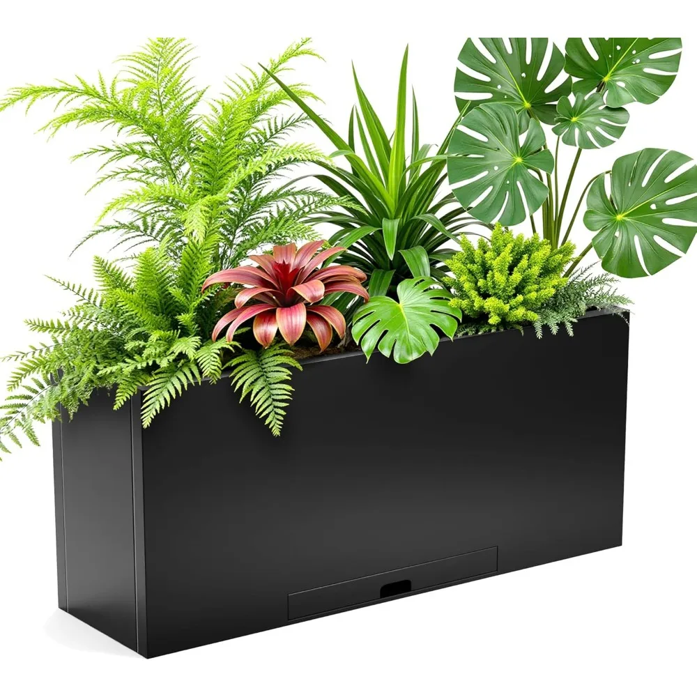 

Galvanized Steel Rectangular Planter Box, (16''H.x12''W.x36''L) Large Planters for Indoor Outdoor Plants,Black Powder Coated