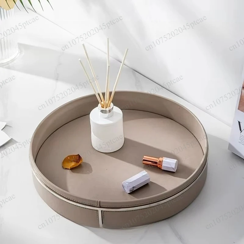 High end home decor, luxurious stainless steel and leather napkin paper box, minimalist living room coffee table storage box
