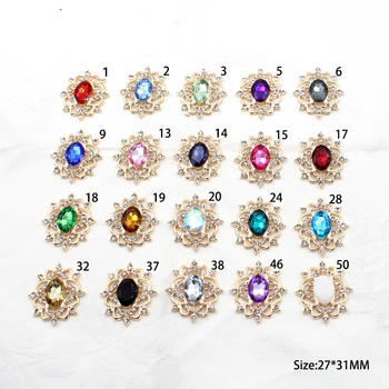 Nouveau 10 pièces 27*31MM ovale eau diamant alliage fleur plaque bijoux accessoires bricolage robe de mariée arc chapeaux bijoux accessoires
