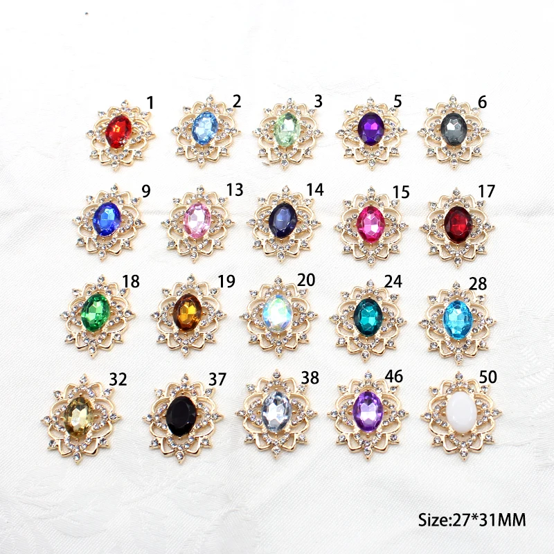 Nowy 10 sztuk 27*31MM owalny woda diamentowy stop kwiat płyta biżuteria akcesoria Diy suknia ślubna łuk nakrycia głowy biżuteria akcesoria