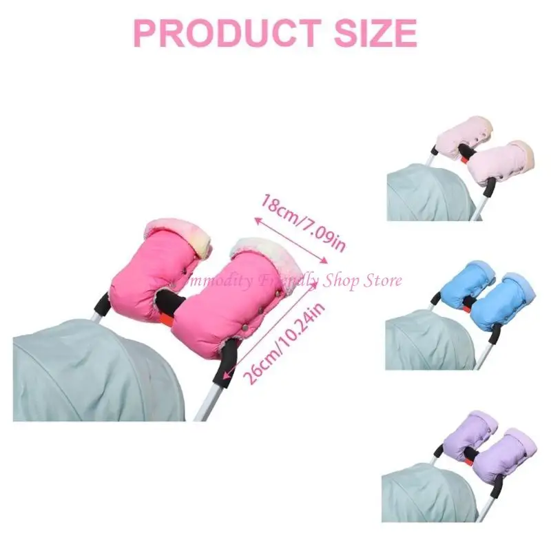 85AE Multifunctional Strollers Hand Cover Cold Weather Plush Lined Strollers Hand Muffs for Parents Comfortable Hand Wrap