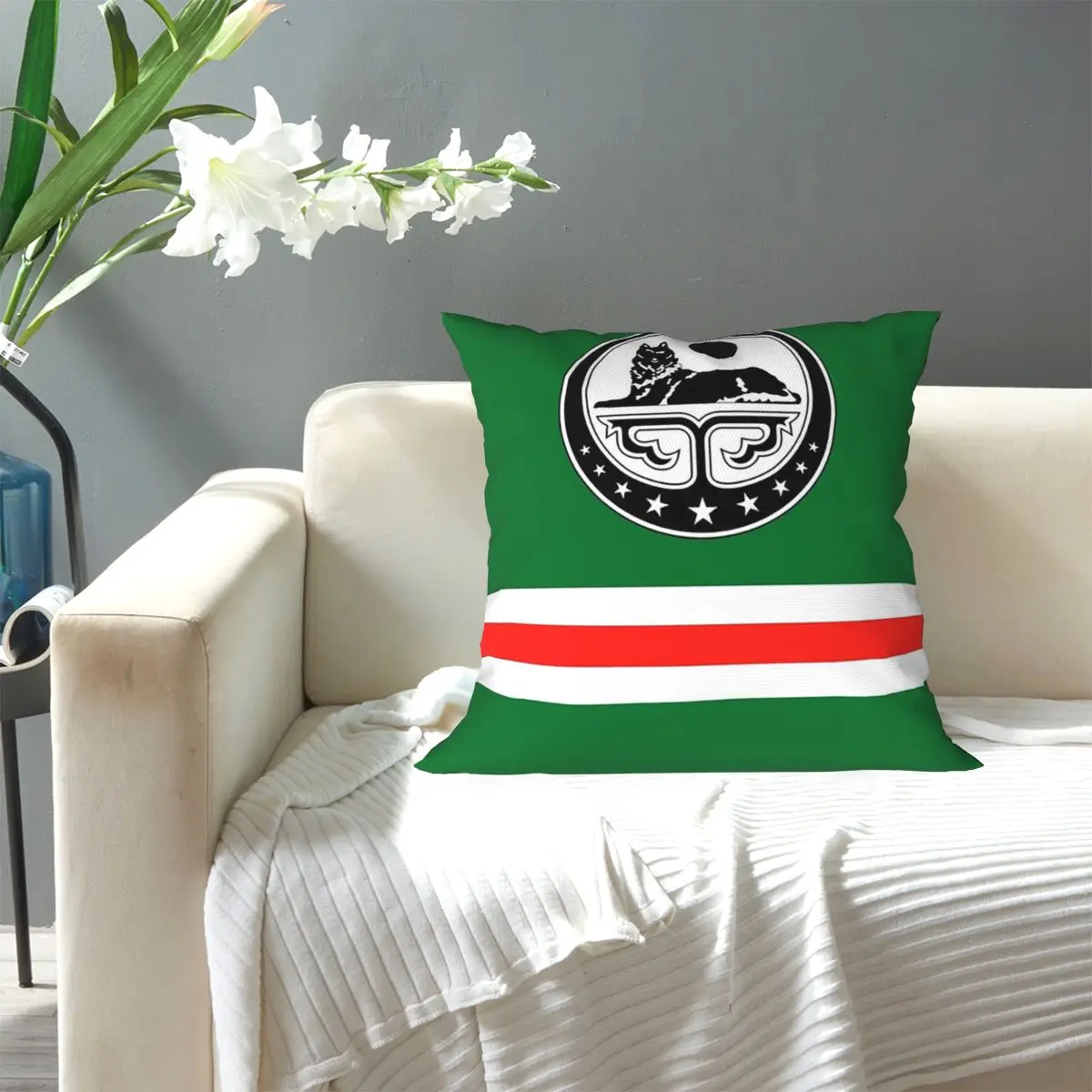 Chechen Borz Wolf Coat Of Arms Of Chechnya Square Pillowcase Pillow Cover Cushion Decor Comfort Throw Pillow for Home Bedroom