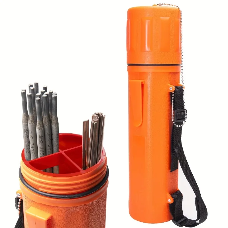 Heavy-Duty Welding Electrode Storage Tube | Moisture-Proof, Adjustable Shoulder Strap & Leash-Lid,Divided Liner for Organization