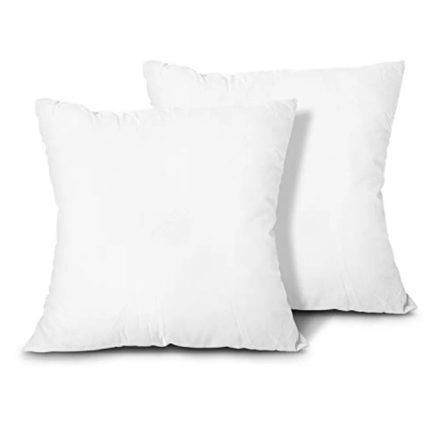 Throw Pillow Inserts, Set of 2 Lightweight Down Alternative Polyester Pillow, Couch Cushion, Sham Stuffer, Machine Washable. Wh