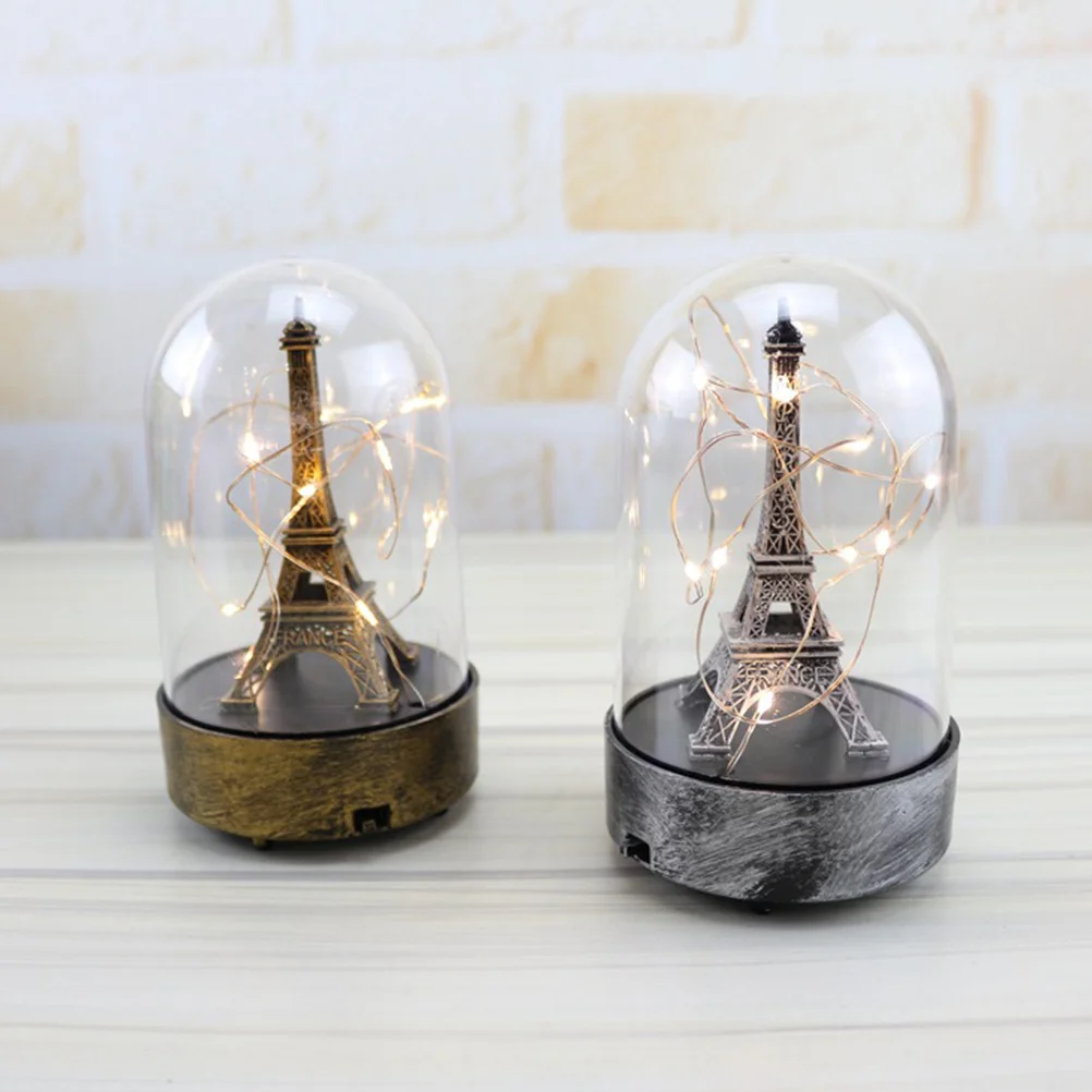 

DIY Eiffel Tower Acrylic Ornament Night Light Creative Glass Cover Retro Decoration Star Lamp for Home and Garden