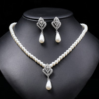 3pcs Women Pearl Water Drop Necklace Earrings Set Elegant Bridal Jewelry for Weddings Parties Holiday Trendy Luxury Accessories