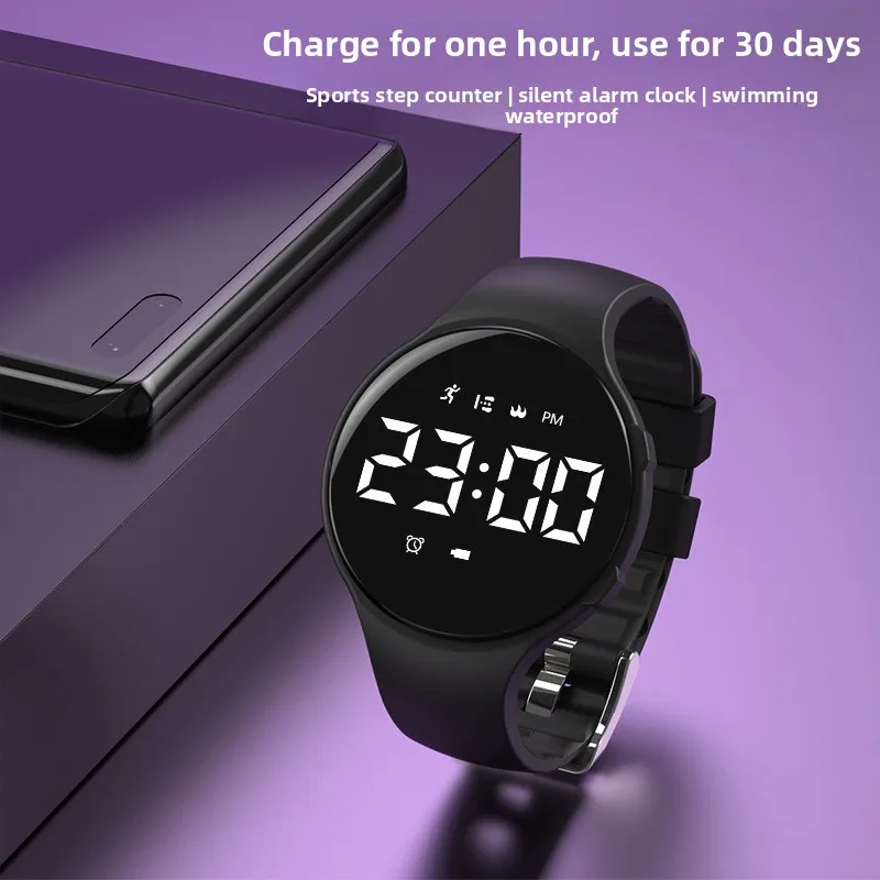 

Boys Student Sports Watch, Vibration Silent Alarm, Waterproof Swimming, Pedometer, No APP, Electronic Wristband forKidsTeenagers