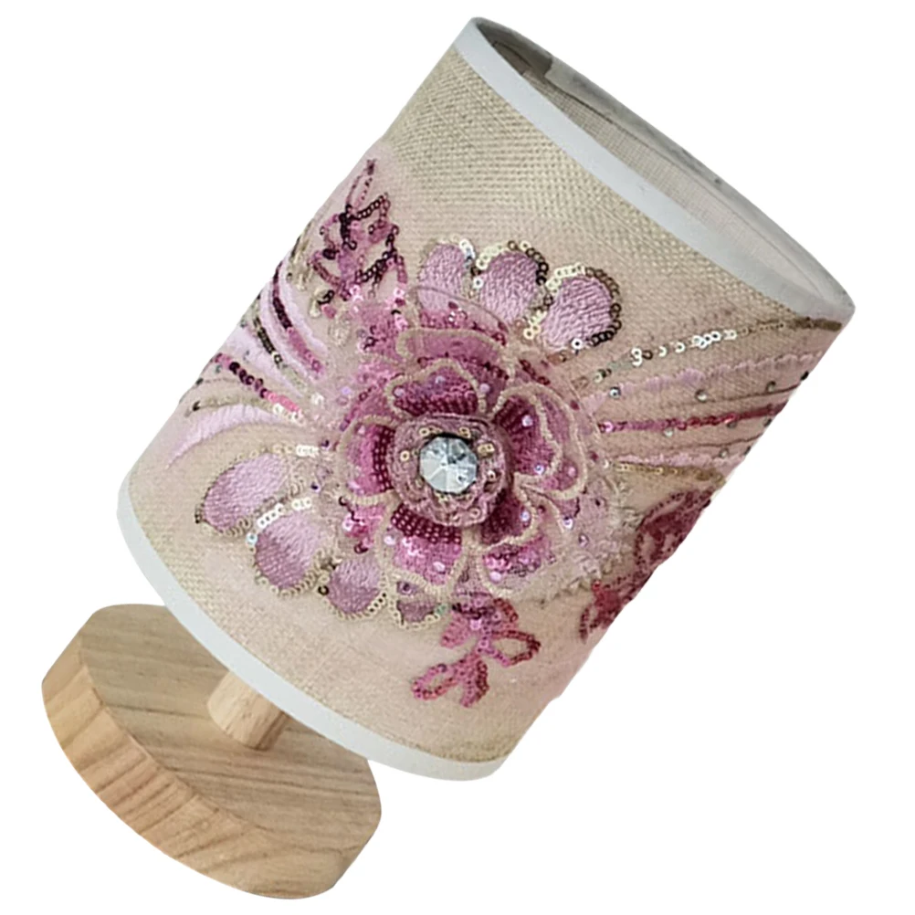 Fabric Flower Lamp Bedroom Light Nightst Cloth Small 3D Design Table Light LED USB Plug Wood Decor