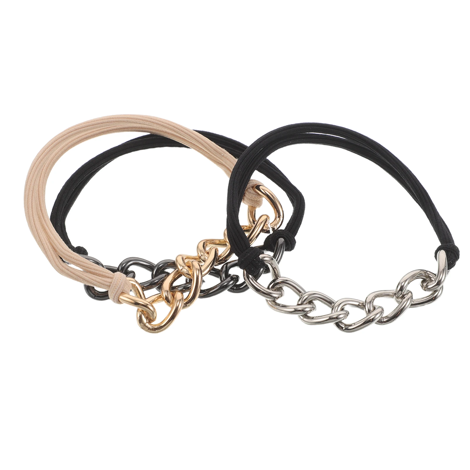 

3Pcs Stretchy Hair Bands Metal Cuff Ties No Slip Elastic Ponytail Holder for Women Girls Party Decorative Ponytail Bracelet