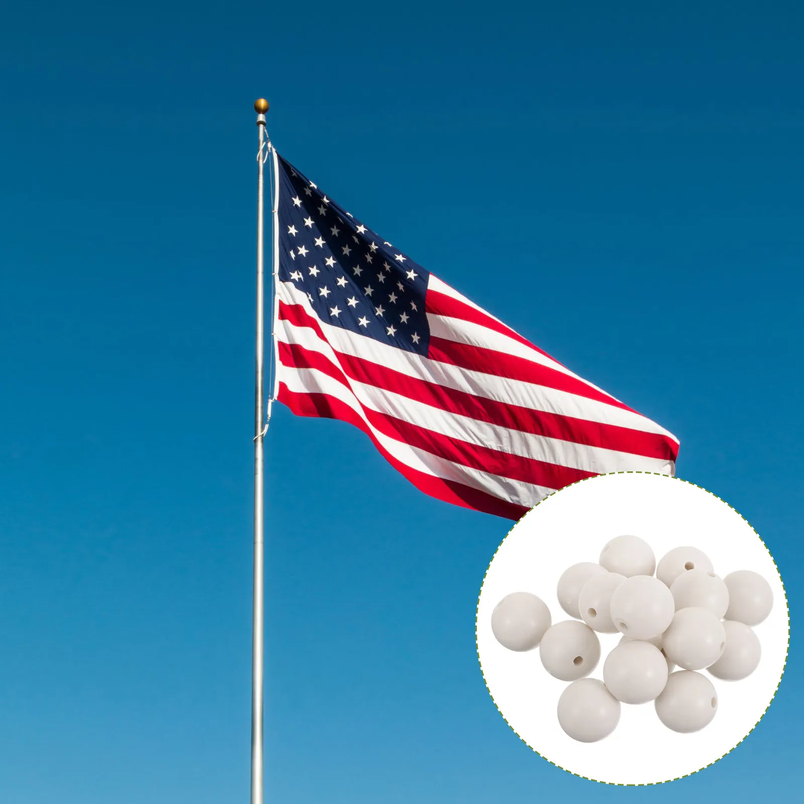 20Pcs Flag Pole Windproof Guide Beads Perforated Retainer Ring Beads Plastic Flagpole Accessories Scratch Protection Bright