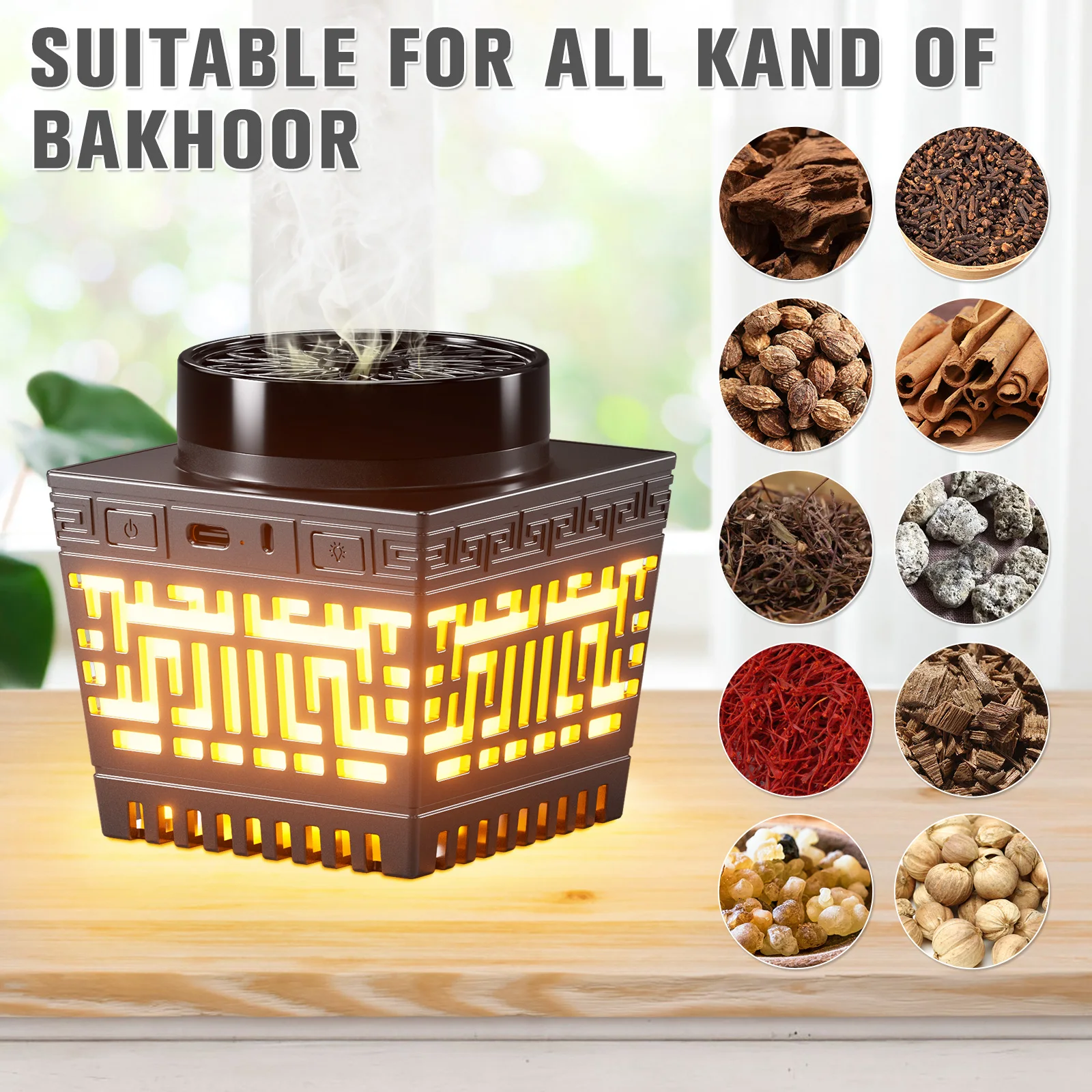 Bakhoor Bukhoor Burner Electric Bakhor Portable Rechargable Car Incense Burner Parts Aroma Diffuser For Ramadan Eid Gifts