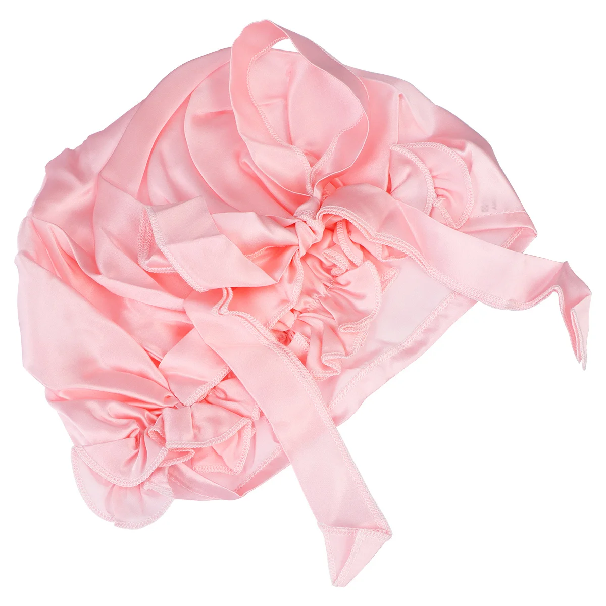 

1pc Silk Sleeping Hat For Women Night Sleep Cap Bowknot Design Hair Protection Soft Durable Bonnet Light Pink