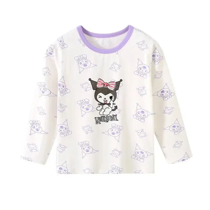 Sanrio Kawaii Anime Kuromi Hoodie Girl Heart Sweet Cute Cartoon Long Sleeve T-Shirt Lovely Top Tide Gift for Kids Holiday Gifts