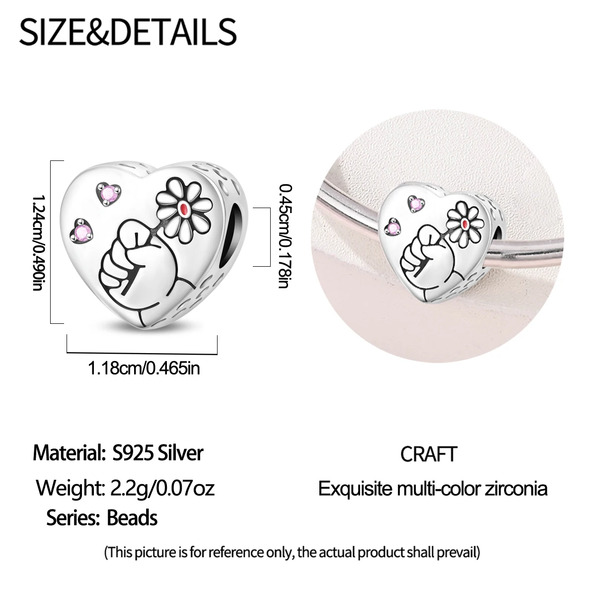 2025 Hot Sale 3D Parent-Child Charm Hand in Hand Bead Mother's Day Pendant Fit Bracelet Necklace DIY Jewelry Making
