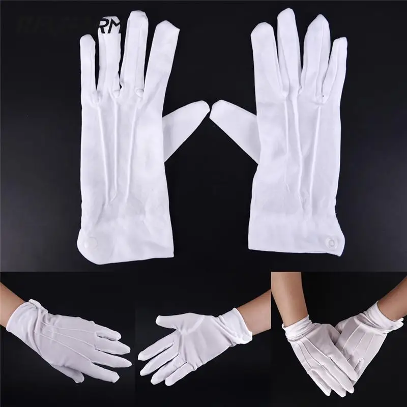 White Cotton Gloves Formal Work Uniform Catering Uniforms Magician Parades Inspection Five-fingers Women Men\'s Work Gloves