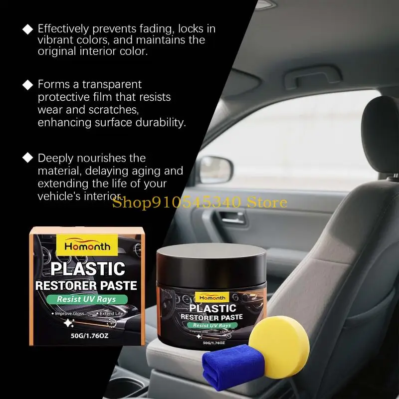 U2JA Professional Plastic Renewal Gel Maintenance Cream Restores Black Finish On Auto Parts 50G Compact Size for Motorcycle