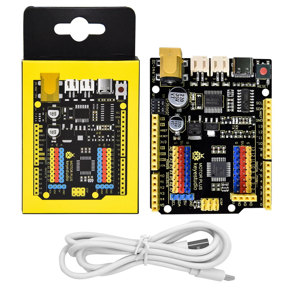 Keyestudio Motor PLUS Development Board +Type C USB Cable For Arduino UNO R3 Projects Compatible With DC Motor