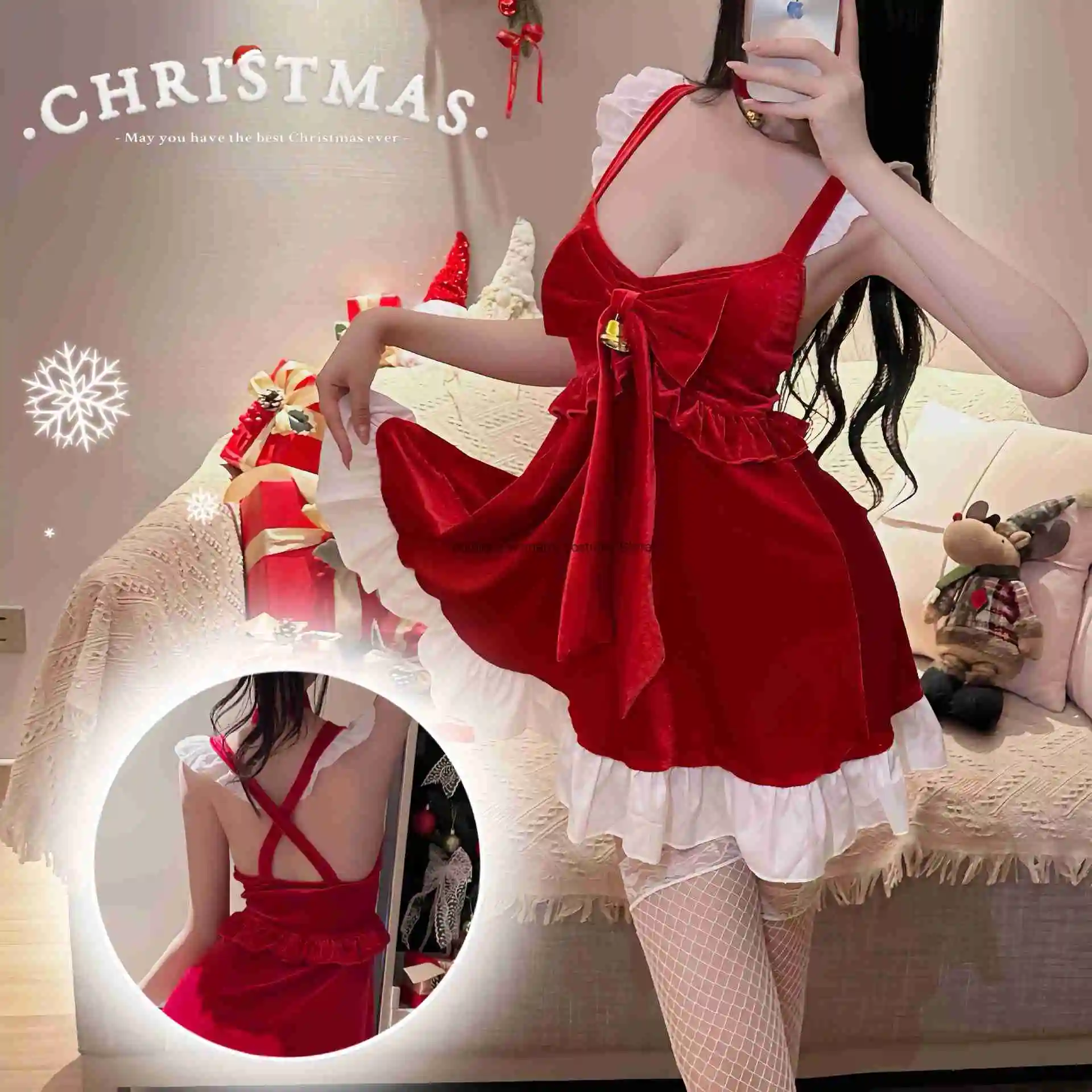 Robe de cosplay de Noël, Robe de princesse lapin pour le Nouvel An, Uniforme de fête, Costume de scène pour spectacle de Noël, style 'Pure Desire'