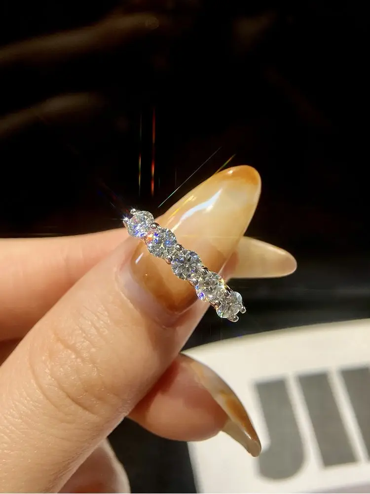 Echte 1,5CT Eternity Band Moissanit-Verlobungsringe für Frauen, Geschenk zum Jahrestag, Brillanter Diamant-Hochzeits-Luxus-Schmuck – Detail 1