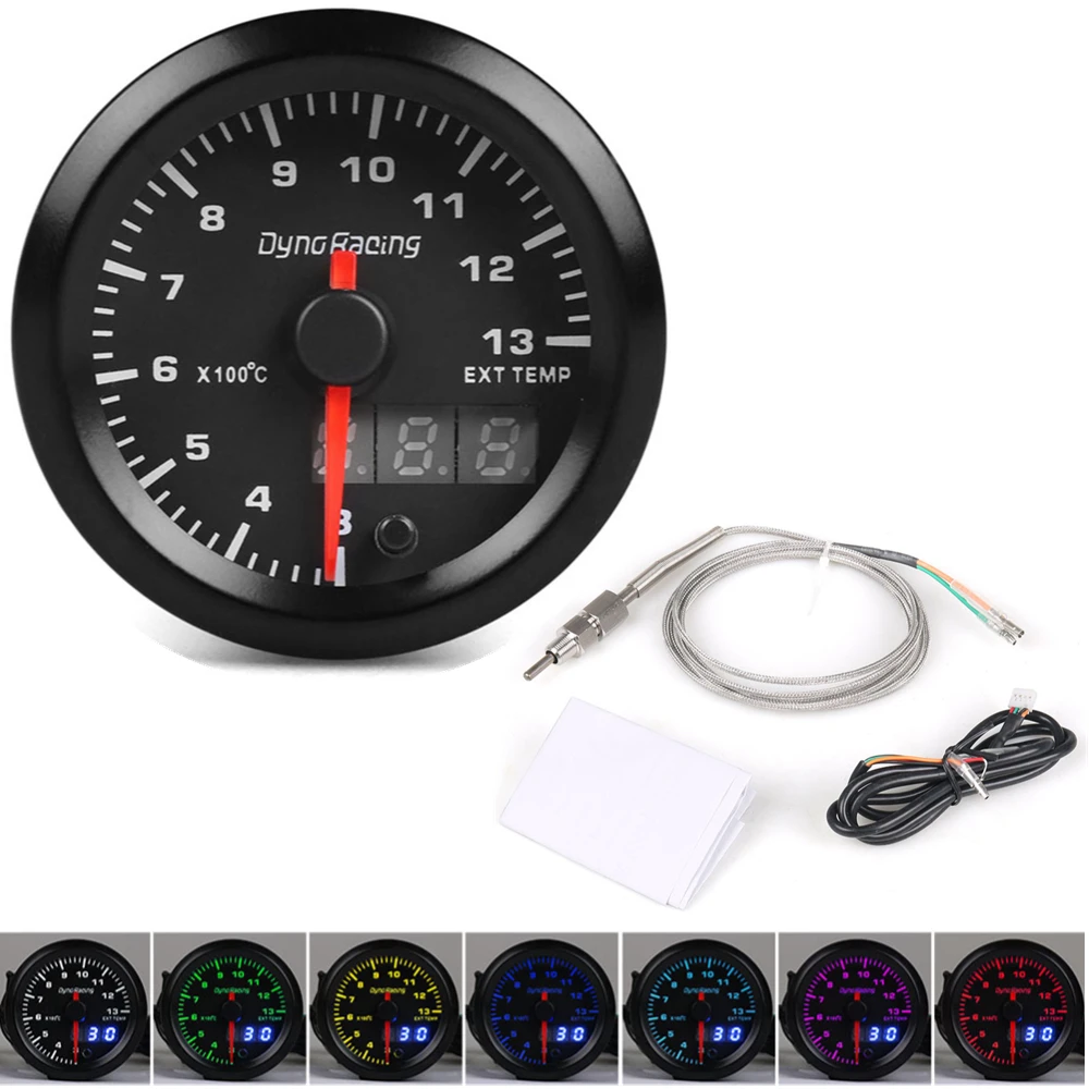 

​7 Color Led Exhaust Gas Temperature Gauge 2'' 52mm Digital Exhaust Gas Temp Gauge EGT EXT Gauge Car Meter With Sensor