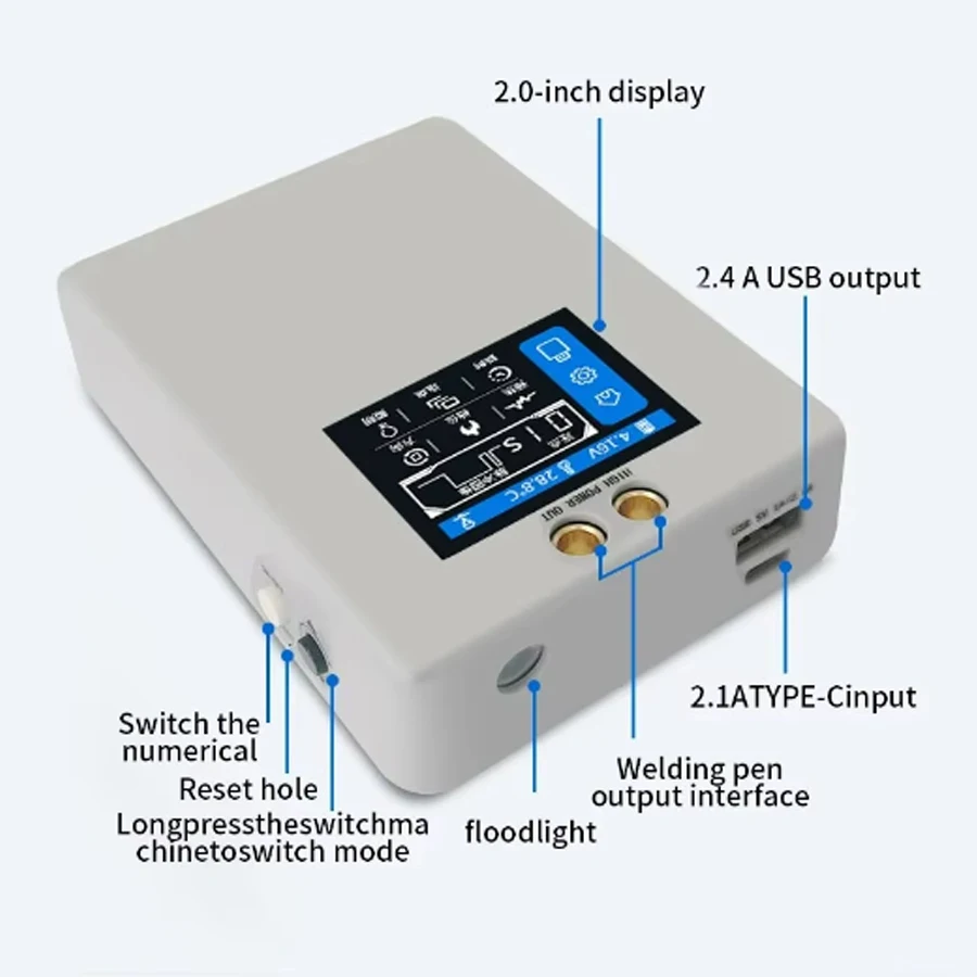 2024 nuovo portatile 80 Gear Spot Welder 2.0 pollici schermo a colori ad alta definizione illuminazione a LED 18650 batteria al litio fai da te