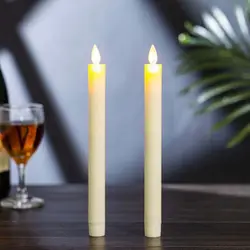 Flickering LED Taper Light Battery operate Candle stick Dancing Moving wick Wedding Xmas Home Table DIY Decoration H25cm-Amber