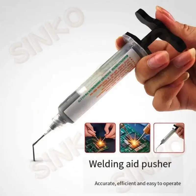 Aluminum Alloy Soldering Flux Dispenser Push Rod Type Welding Oil Assisted Push Rod Lightweight Ergonomic for PCB Solder SW-019