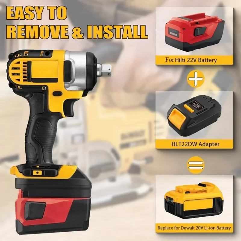 HLT22DW Battery Adapter Converter Fits for Hilti 22V Li-Ion Battery Convert To for DEWALT Lithium Battery,for DEWALT Power Tool