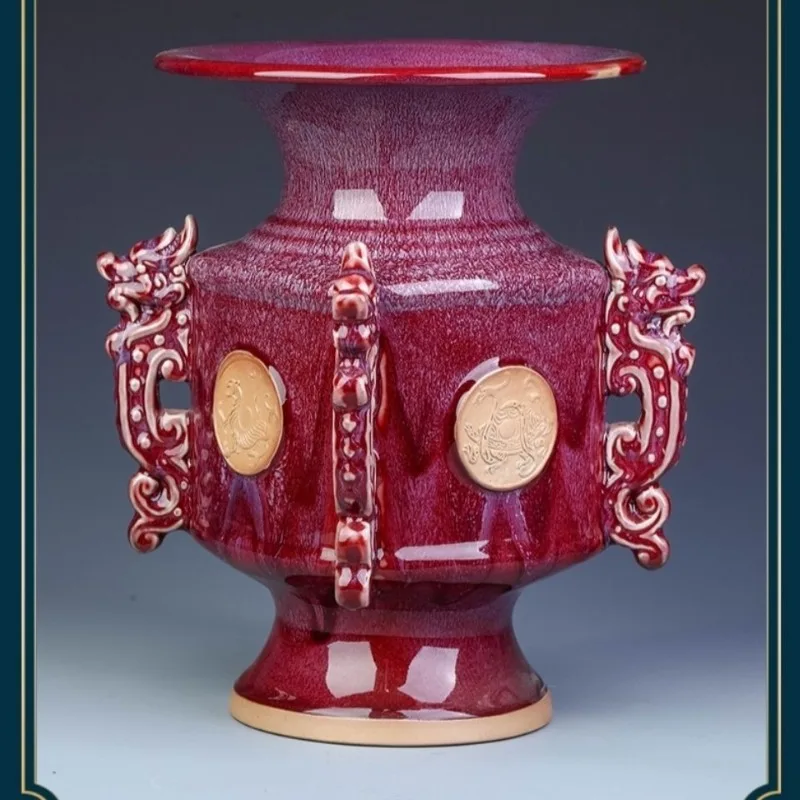 Living Room Ornament Home Decoration Jun Kiln Chinese Ceramic Vase Tabletop Ornament Vase Ruyizun