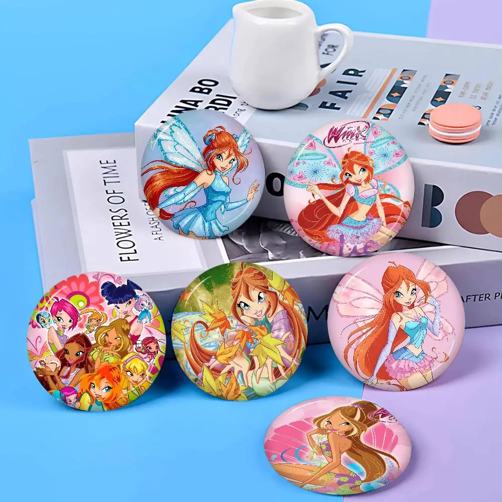 Cartoon W-Winx Cute Club Soft Button Pin Bright Printed Icon Gift For Friends Badge Collar Brooch Lapel Pin Metal