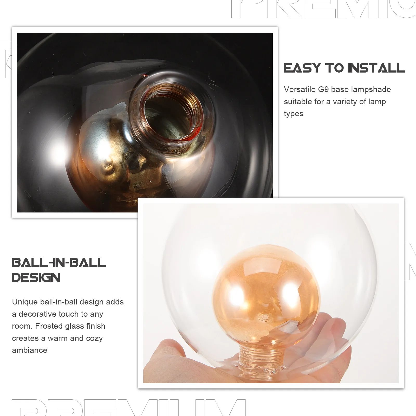 Frosted Glass Lamp Shade 100mm G9 Base Modern Pendant Ceiling Light Shade for Chandelier Decor