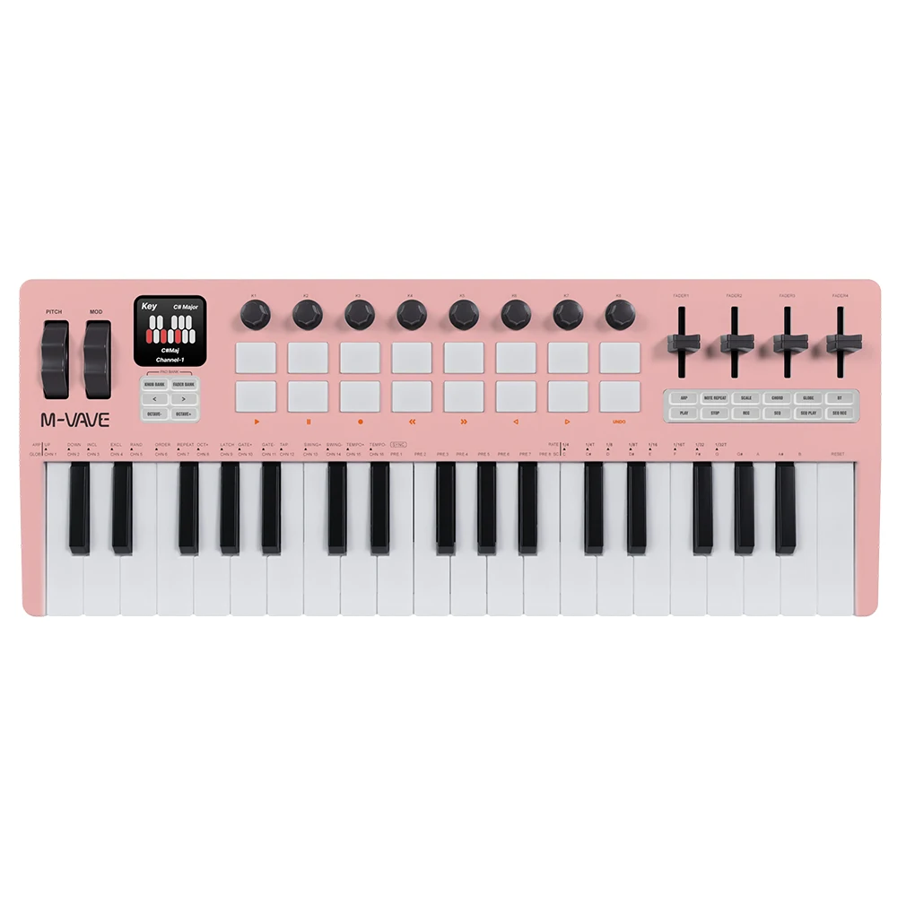 M-VAVE SMK-37 PRO MIDI Keyboard 37 Key with 8 Knobs & 16 RGB Pads
