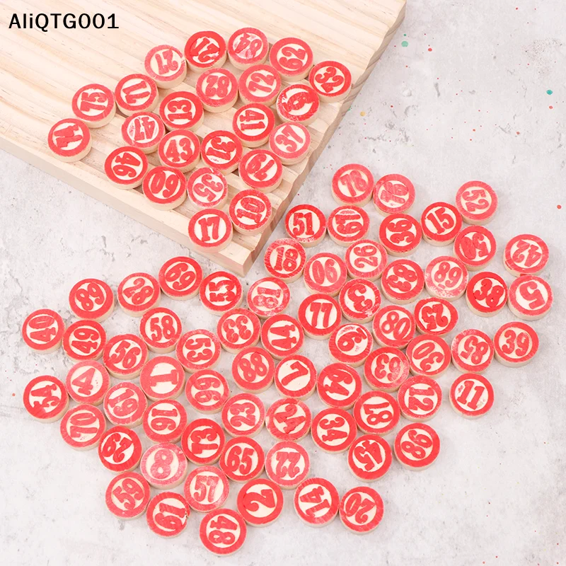 

90pcs Deluxe Wooden Bingo Lotto Number Plates Set Exciting Gaming Gift for Friends And Family Ideal for Social Gatherings