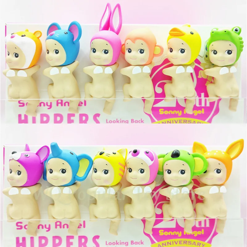 Sonny Angel Hippers Blind Box Looking Back Series mini Anime Figure Cute PVC Statue Ornament Doll Kids Christmas Birthday Toys