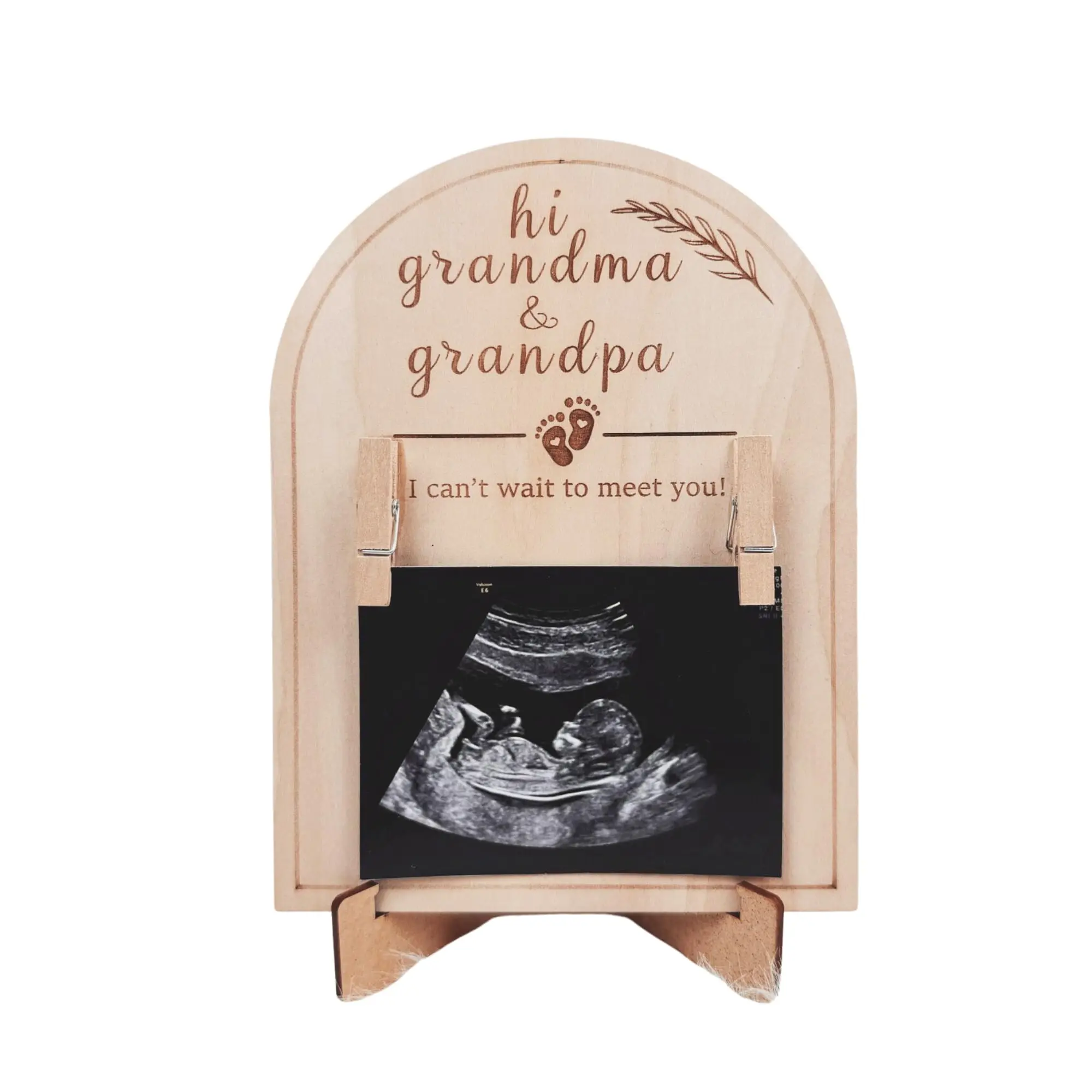 

Picture Frame,Wood Clip Frame for Ultrasound Photo,Rustic,New Baby Grandparent Announcement Gift,Basswood,Decor,Unfinished