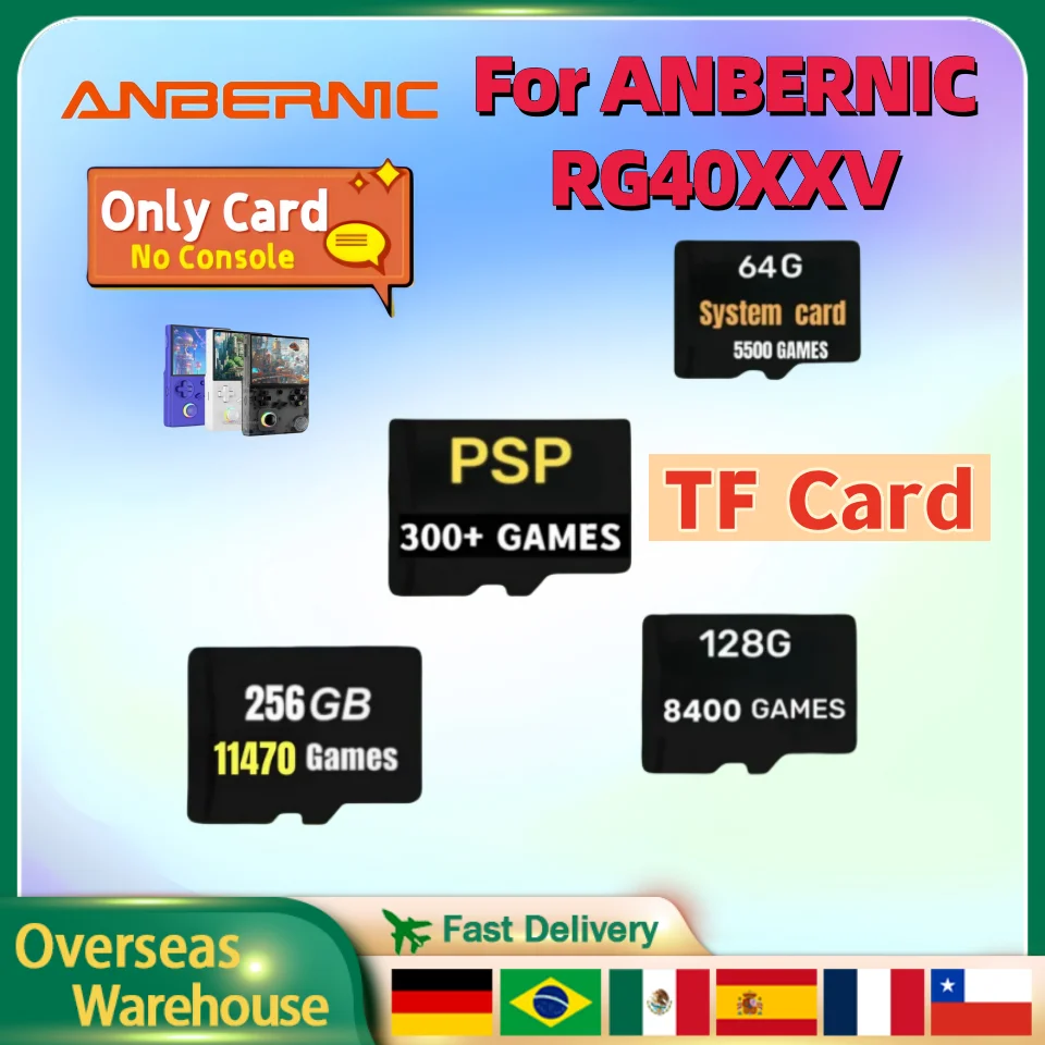 

TF Card for ANBERNIC RG40XXV Retro Handheld Game Console Memory Card Video Game Console Card Preloaded Games Universal 256G PSP