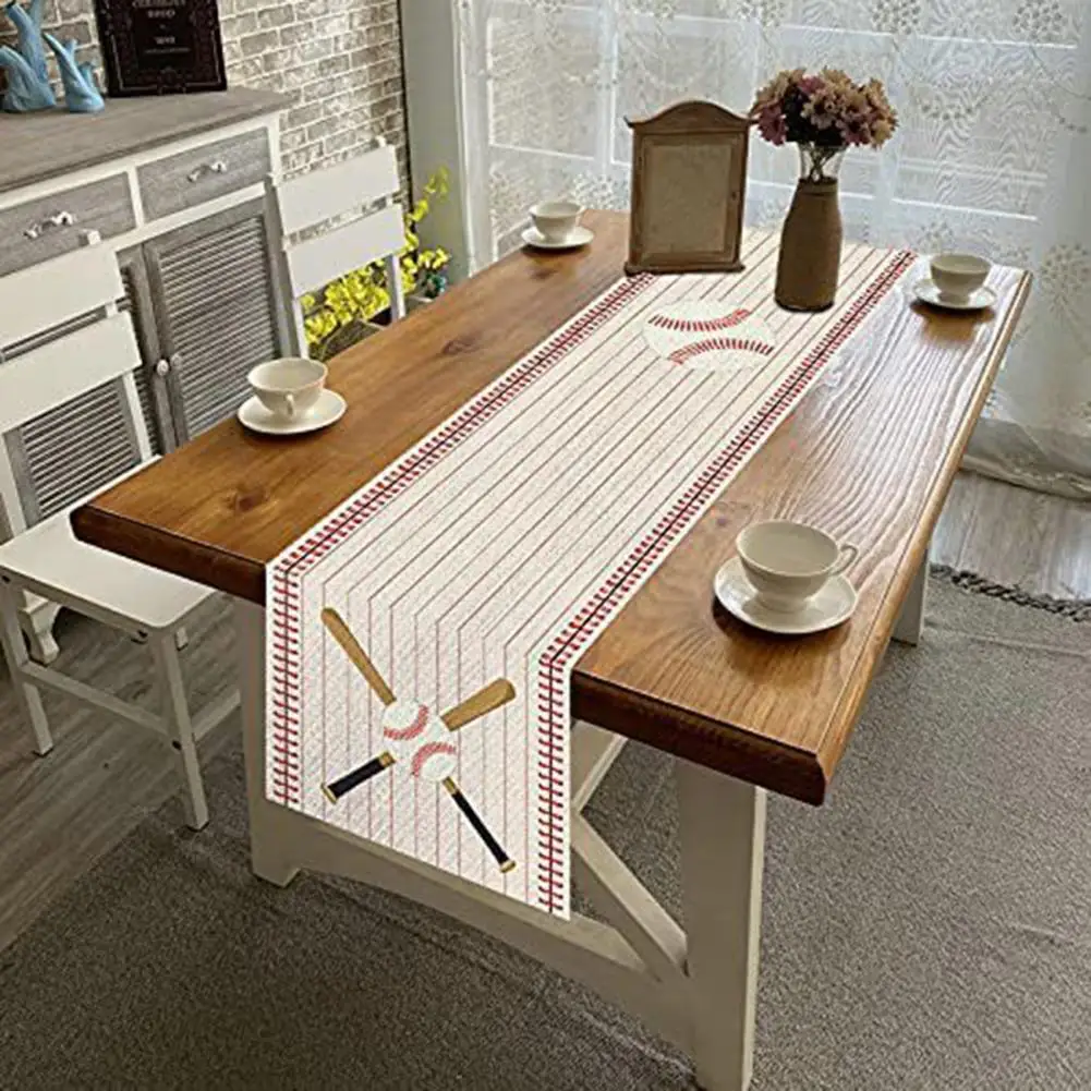 1Pc Rugby Sports Theme Table Runner Extra Long Washable Dinning Table Cover Non-fading Wear Resistant Party Decor for Sports