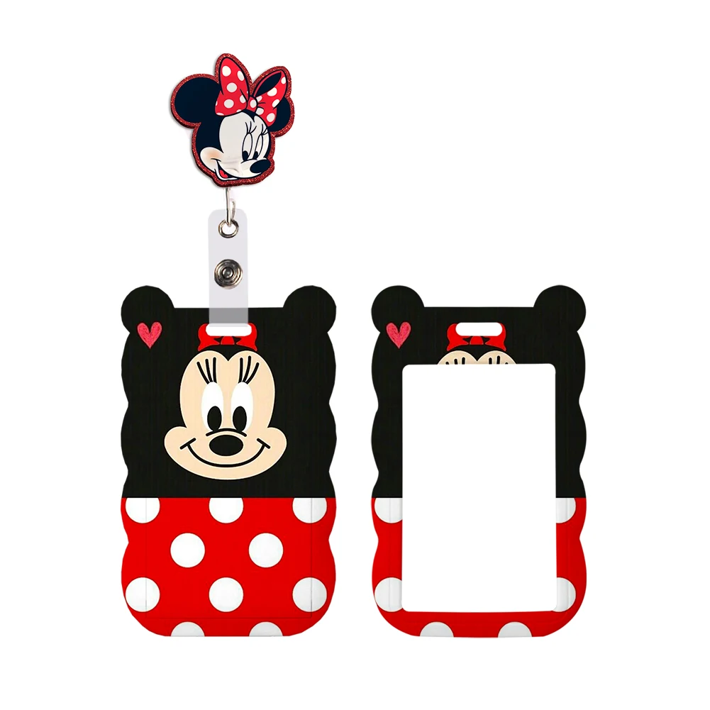 Mickey Minnie Card Holder Encanto ID Card Holder Girl Retractable Clip Business Cardhol Holders Lanyard Anime Credit Card Badge