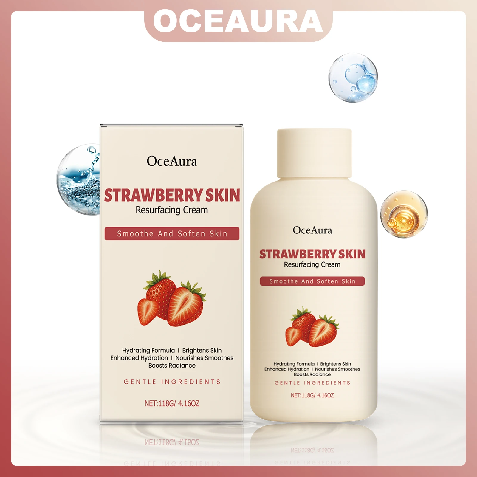 

OCEAURA 118g Strawberry Skin Care Cream Repair Skin Blemishes Deep Hydration Improve Dry Rough Skin Enhance Gloss Clean Pores