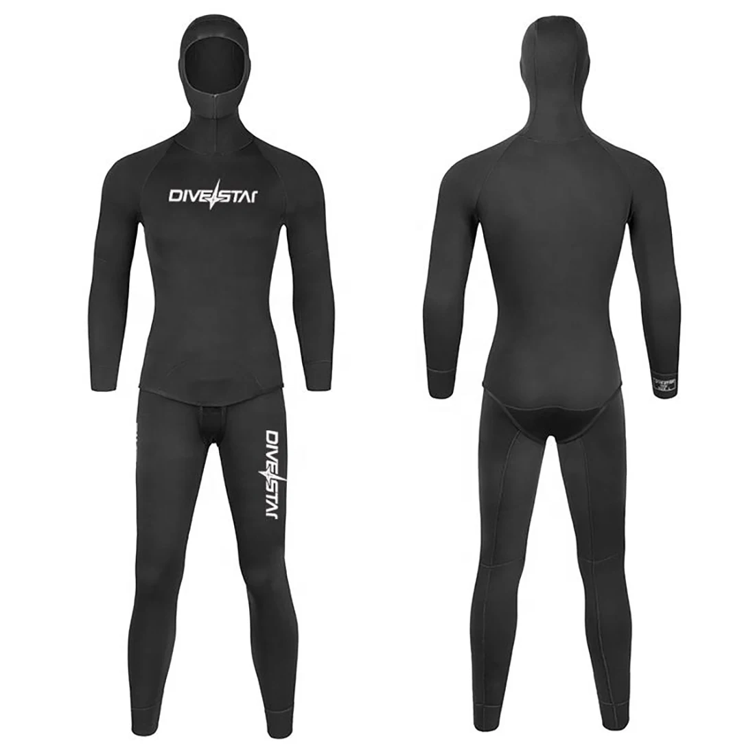 3mm Black Opencell Wetsuit Long Sleeve Fission Hooded 2 Pieces Neoprene Submersible Men Keep Warm Scuba Diving Suit Top Pants