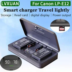 LP-E12 Battery USB Charger with Card Reader For Canon EOS M/M2/M10/M50/M50 Mark II M100 M200 100D Rebel SL1 SX70 HS cameras