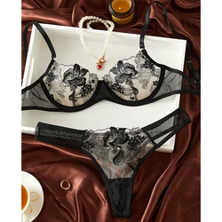 Lingerie For Woman Sexy Mesh Underwear Romantic See Through Intimate Sensual Bra Set Fantasy Erotic Lingerie Sets Womens 2 piece