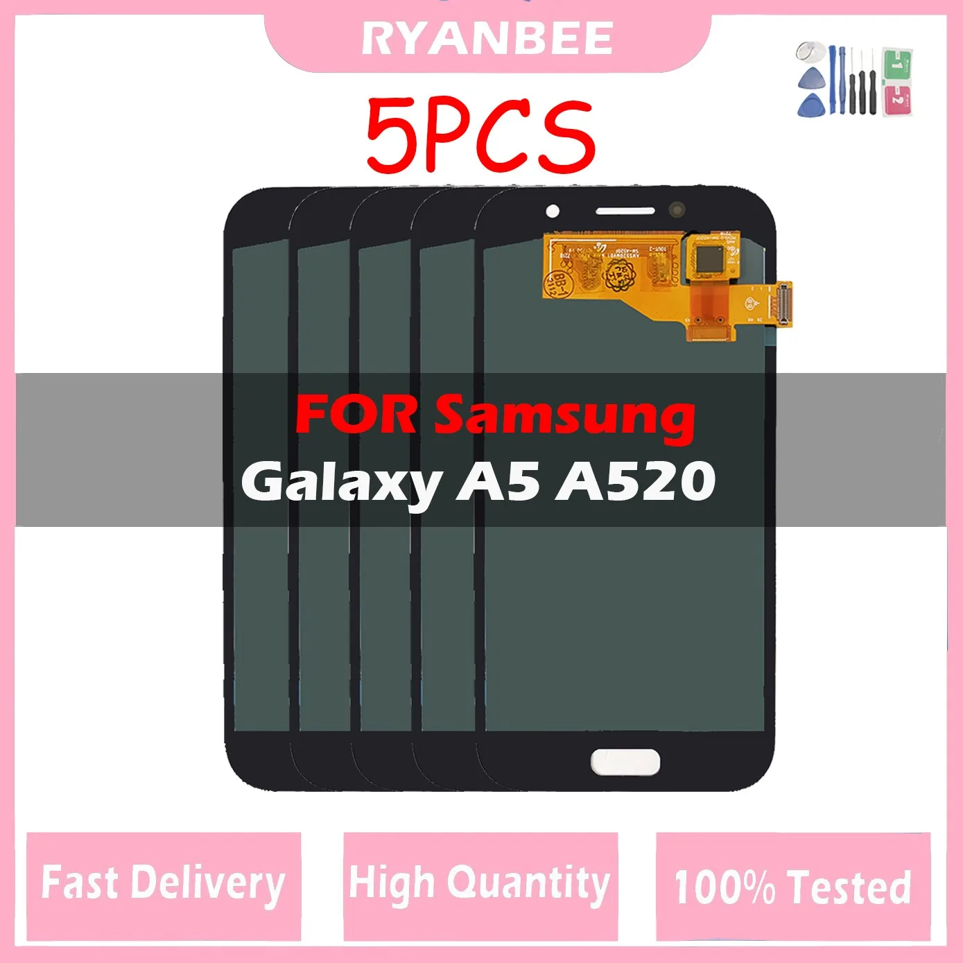 

5Pcs/Lot 100% NEW Super AMOLED LCD For Samsung Galaxy A5 2017 A520 A520F A520F/DS Lcd Display Touch Screen Digitizer Replacement