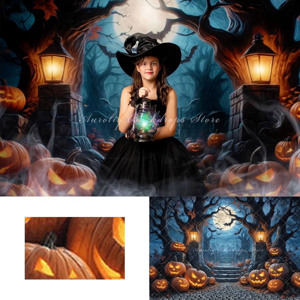 

Halloween Backgrounds Kids Adult Photography Props Child Baby Dried Tree Pumpkin Lantern Vampire Decors Photo Studio Backdrops