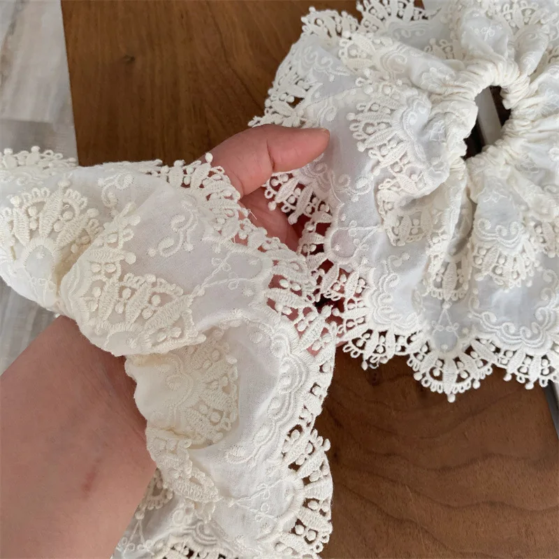 2024 Retro Embroidery Lace Multi-layer Oversized Scrunchie Headdress for Women Korea Elegant Delicate Hair Band Hair Accessories