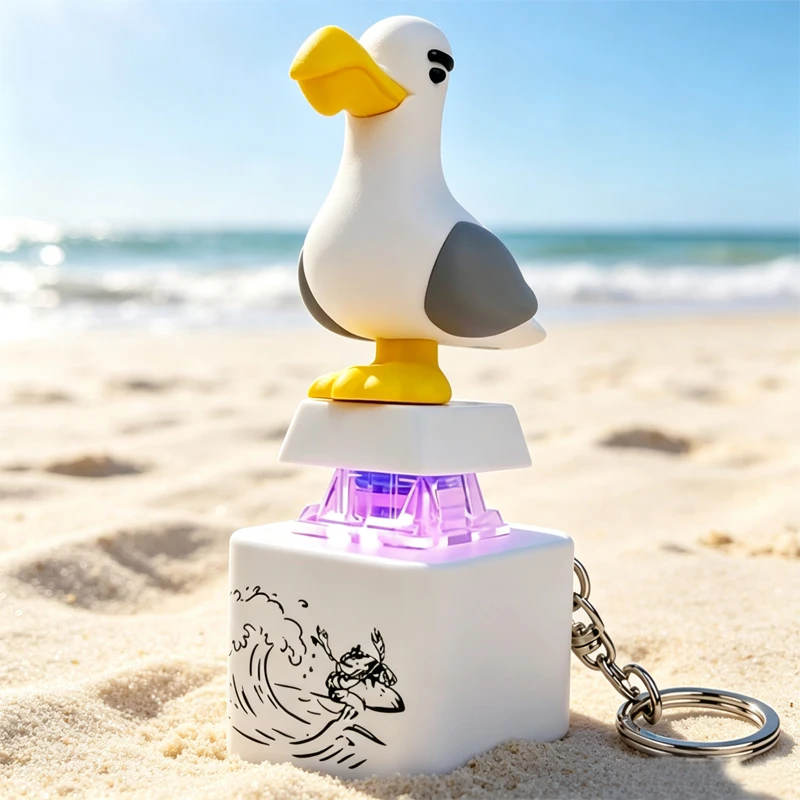 3/1Pcs Seagull Keycap Keychain Luminous Sounding Stress Relief Fidget Toy Anime Peripheral Decor Decor Pendant For Adult Toys