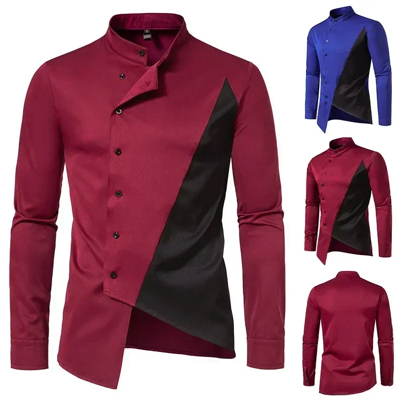 2023 New Men Shirt Long Sleeve Irregular Personality Shirts Luxury Party Palace Wedding Dancing Social Dress Shirt Male Tops